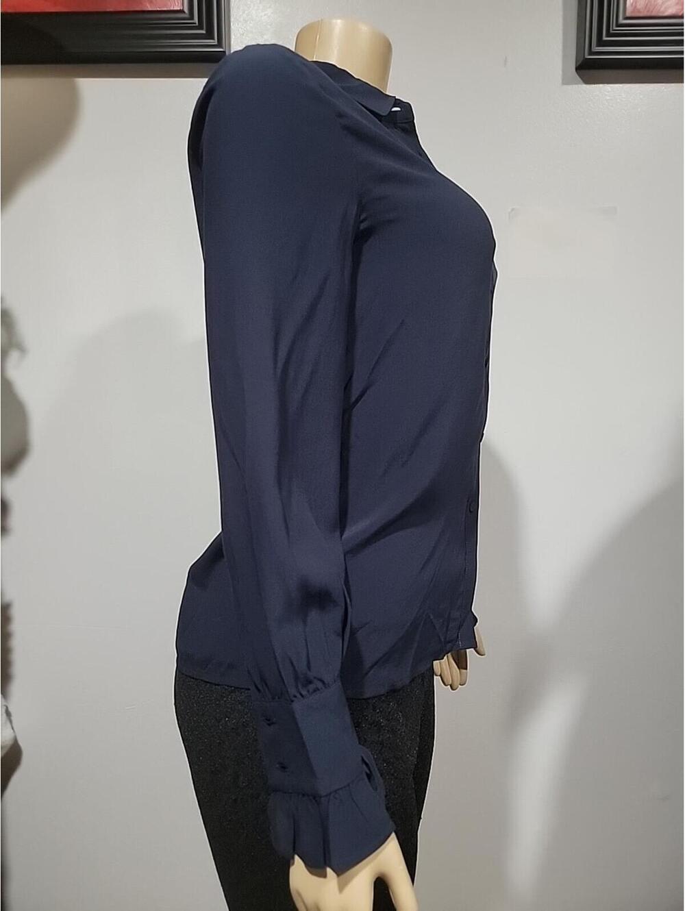 Zadig & Voltaire Thely Soft Women's Top XS Navy Long Sleeve Blouse NWT $298 #C - Picture 5 of 9